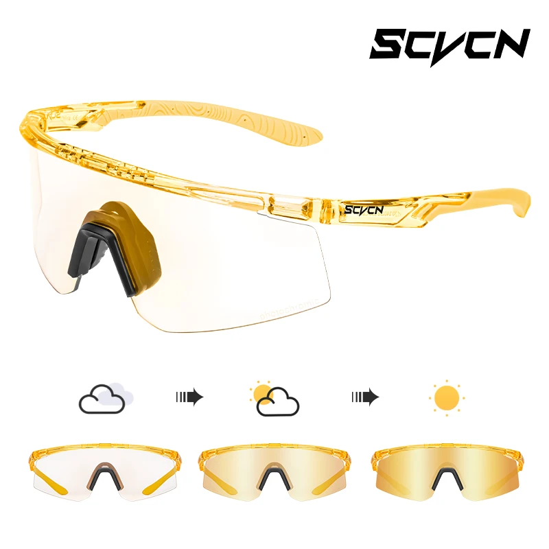 SCVCN Photochromic Cycling Glasses Cycling Sunglasses UV400 MTB Sports Eyewear Bicycle Goggles Bike Outdoor Cycling Equipment