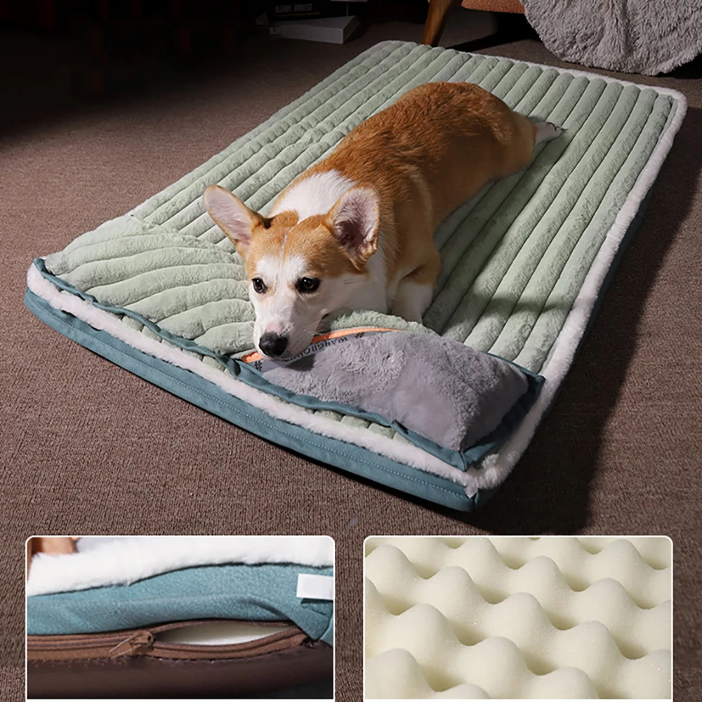 Dog Bed Padded Cushion for Small Big Dogs Sleeping Beds and Houses for Cats Super Soft Durable Mattress Removable Pet Mat bed