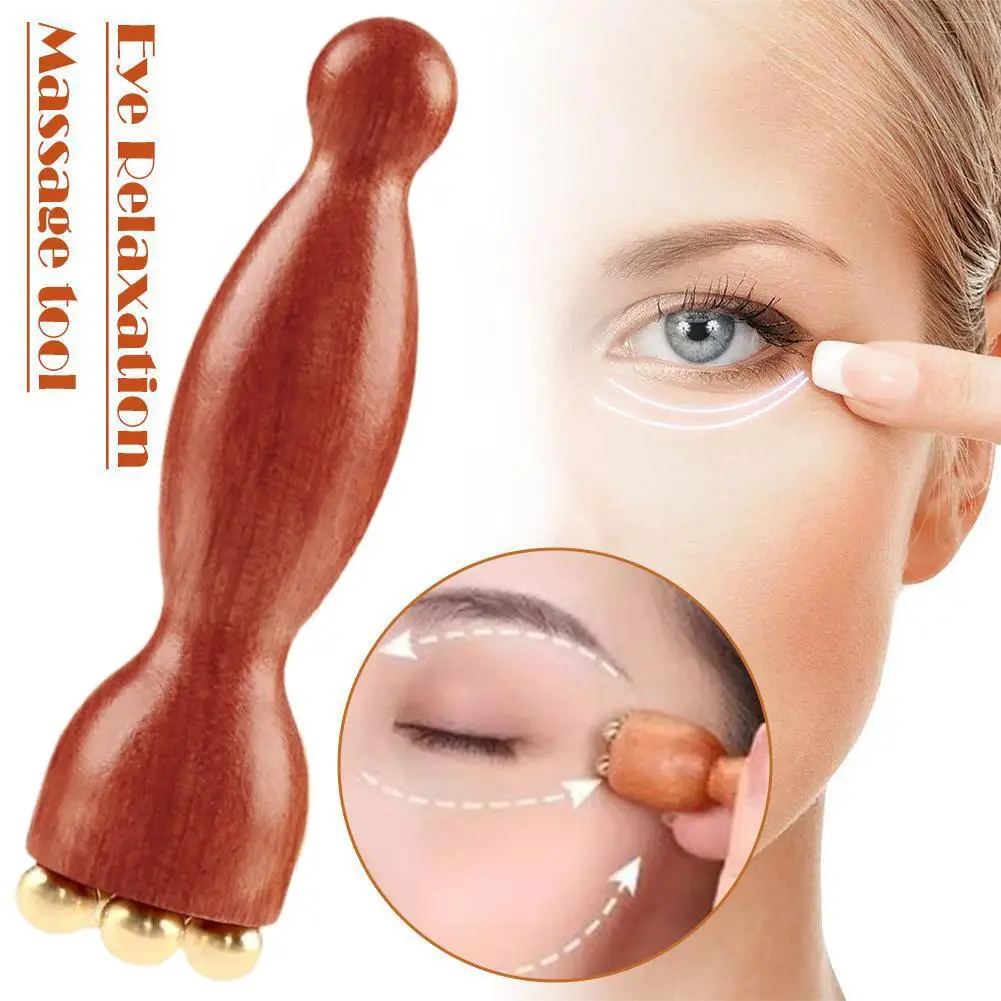 1/5/10pcs Lymphatic Contour Facial Brush&Brass Lotus Eye Massage Stick Sandalwood Face Eye Meridian Acupressure Massage Tool
