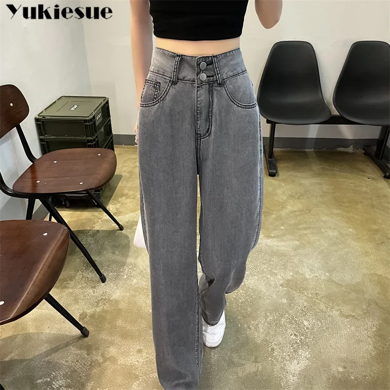 Y2k Streetwear Aesthetic Tide Women Vintage Design Cropped Jeans Denim Long Trouser Ankle-Length Pants Spring Korean Fashion