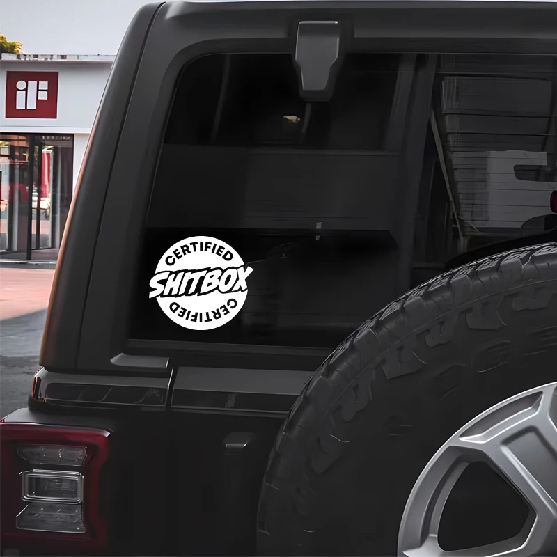 “SHITBOX CERTIFIED”stickers,Durable & Weather-Resistant Vehicle Accessory,Perfect for Adding a Touch of Humor to Your Car! view 4
