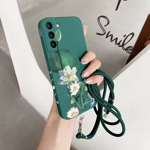S22 Beautiful Lotus Silicone Phone Case For Samsung S21 S21Plus S21FE S21Ultra S22 S22Plus S22Ultra S20 S20Plus Cover