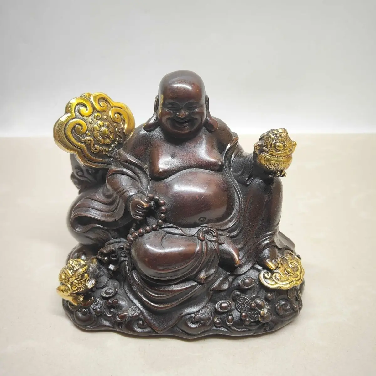 Ruyi golden toad treasure bowl maitreya buddha Statue Sculpture Figurines Home Garden Decoration Statues For House