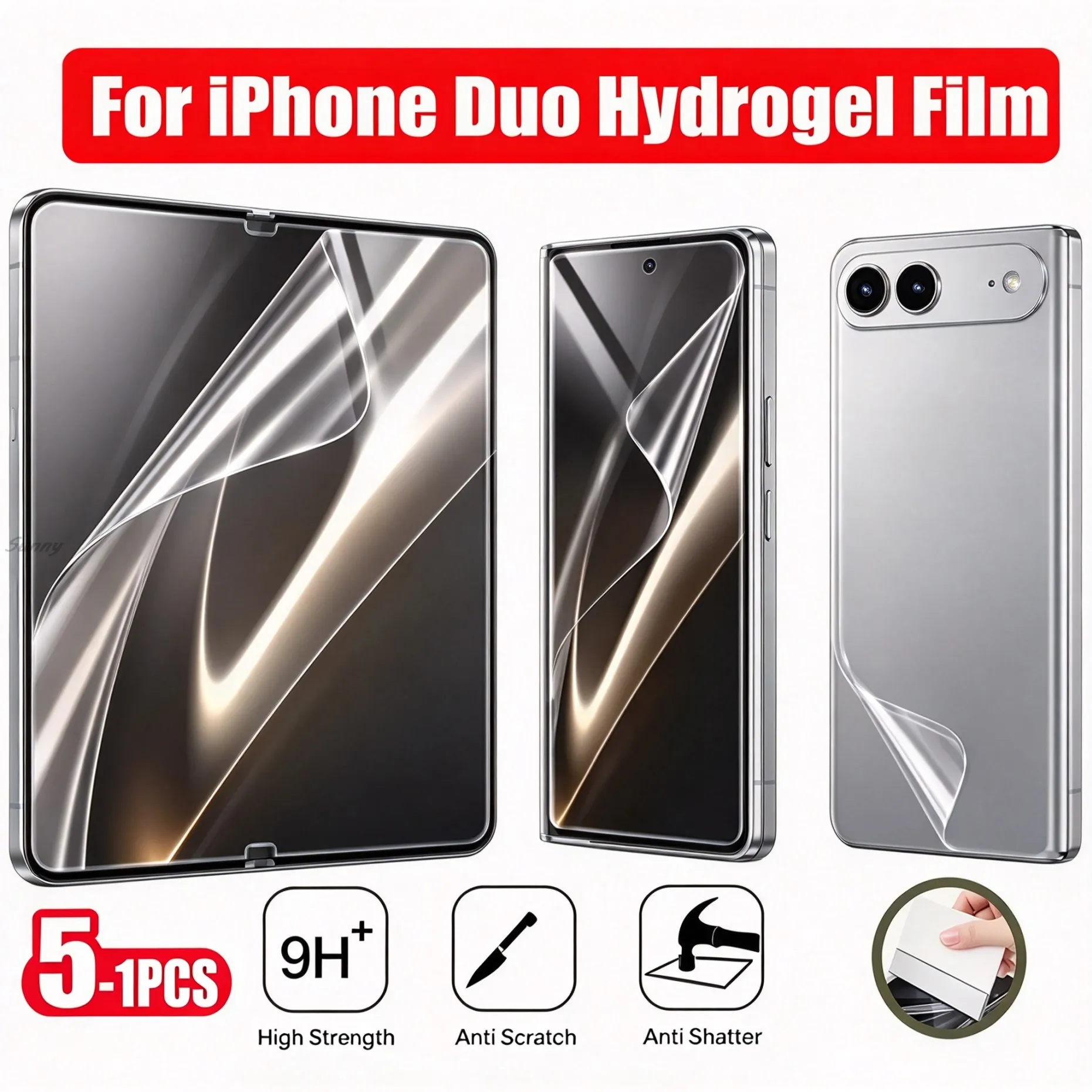 1-5Pcs Hydrogel Films For iPhone Duo 2026 New HD Screen Protector Inner Outer Back Soft TPU Film For iPhone Duo Fold Screen Film