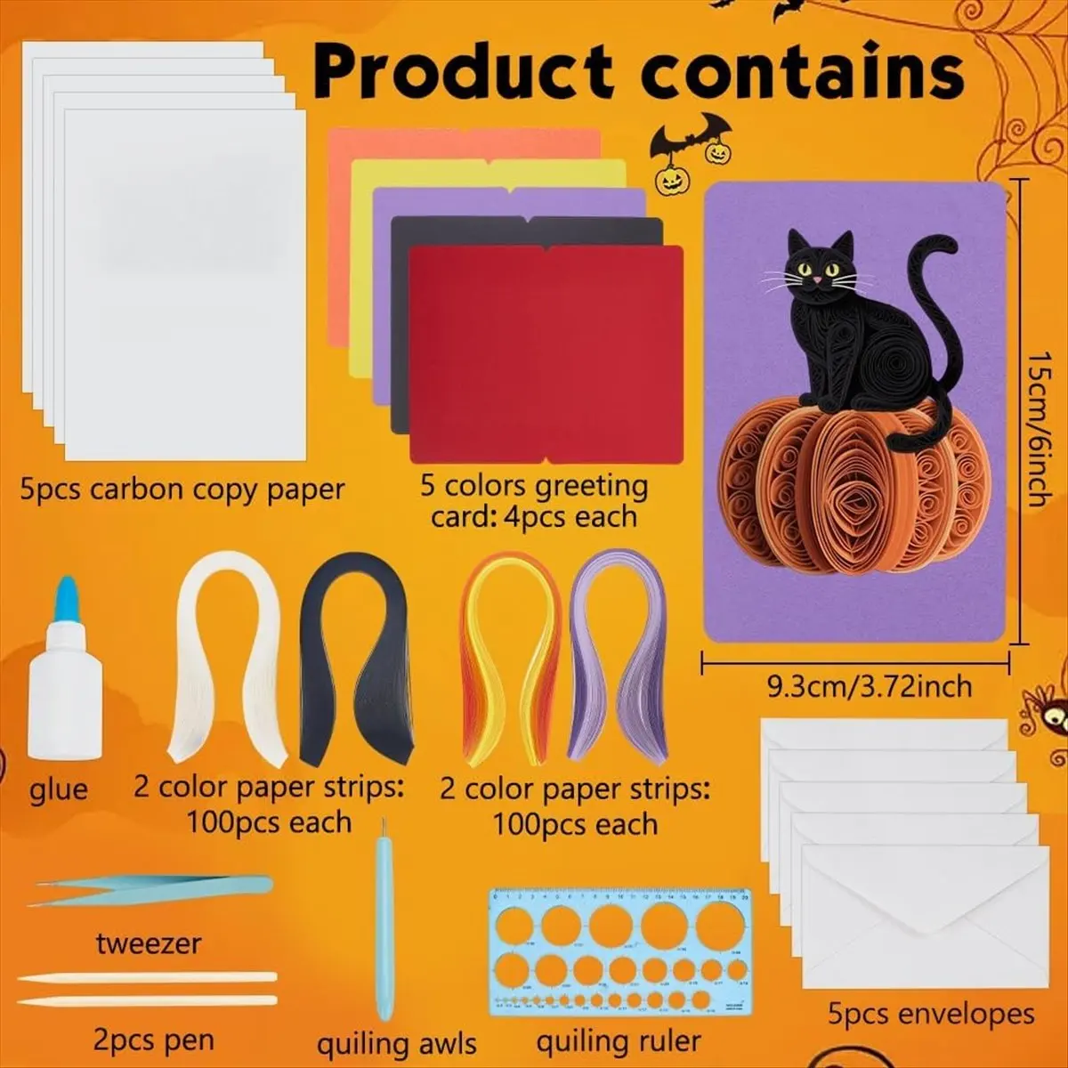 LUCK 20 Sets Halloween Paper-Quilling Kit for Adult Beginner Cats Greeting Card Making Kit Quilling Card for Halloween Decor