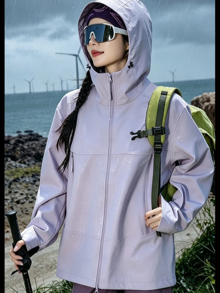 Windproof Waterproof Hiking Softshell Jackets Women Men Water Repellent Lightweight Outdoor Anti-Splash Windbreaker Coats Man