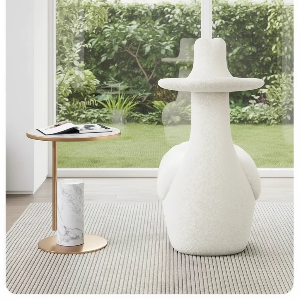 #Duck Shape Fabric Lounge Chair With Wheels Modern Design For Living Room & Hotel Use