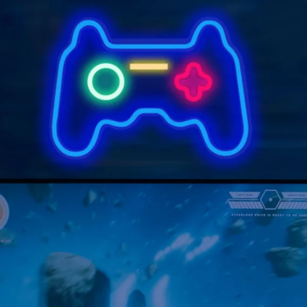 لوحة الألعاب النيون للأولاد في سن المراهقة غرفة الألعاب ديكور جدار المنزل أذرع التحكم في ألعاب الفيديو Led ضوء النيون هدايا ألعاب رائعة