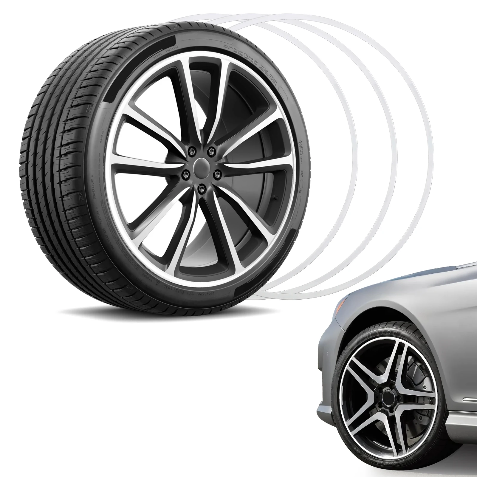 

4PCS 18 19 20 Inch Wheel Rim Protector Trim Anti Collision Versatile Sporty Look Wheel Rim Protector Scratch Resistant for Cars