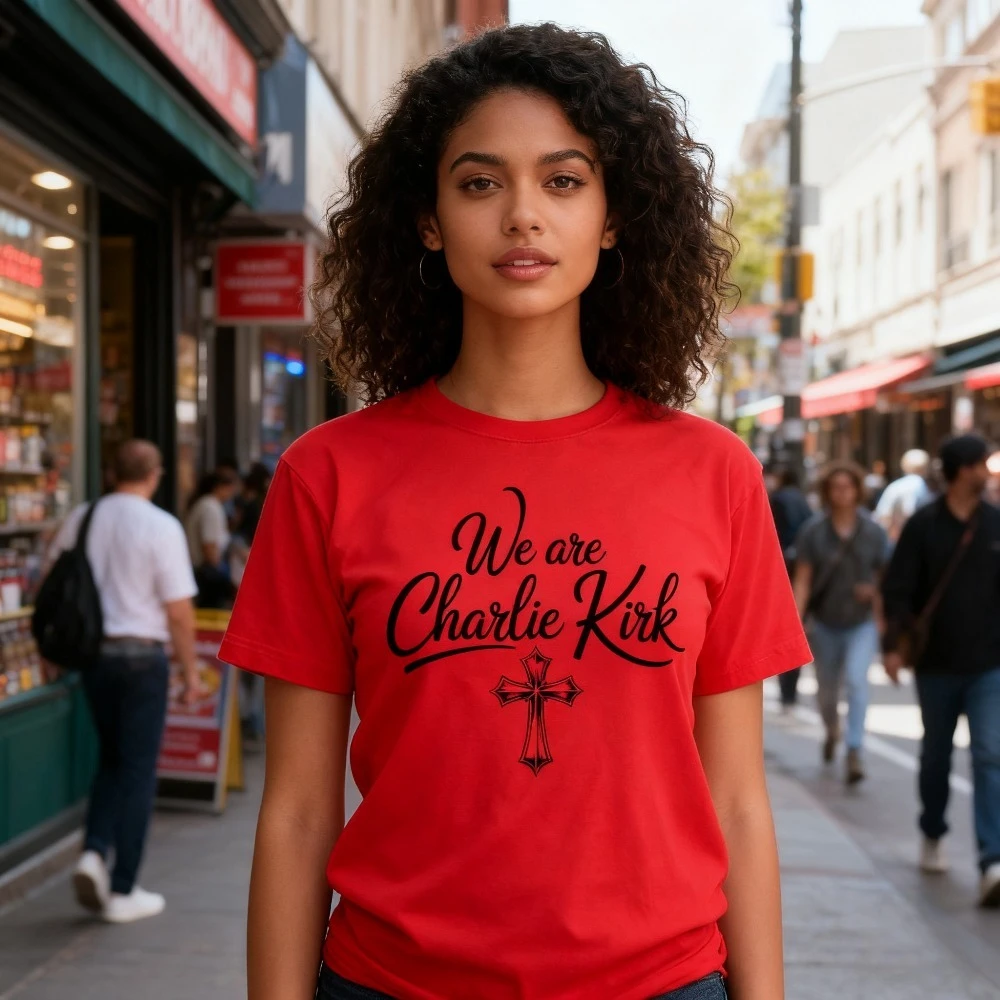 

We Are Charlie Kirk Tshirt USA Patriotic Shirt American Flag Christian T-Shirt Men Women Memorial Clothing RIP Charlie Tee Tops