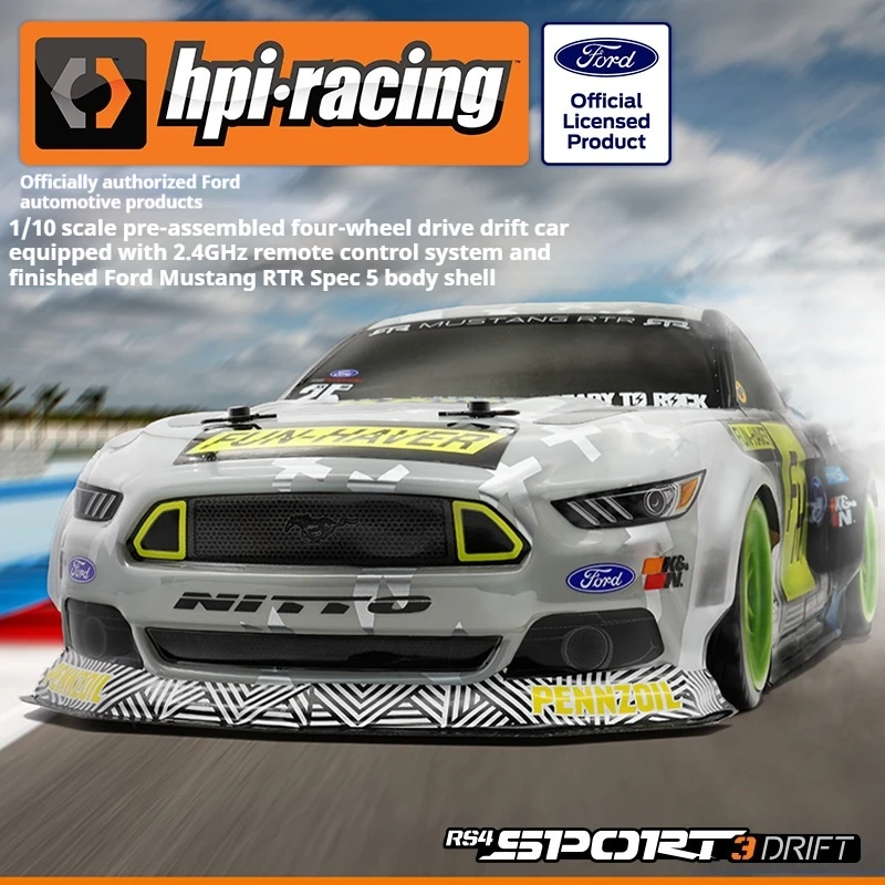 

Симуляция HPI Sport 3 1/10 Ford Mustang Fun Haver, электрический дрифт-автомобиль с полным приводом, RV 120094