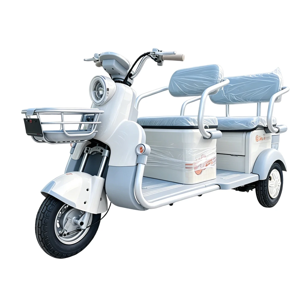 New fashionable double electric tricycle, 48V/60V, suitable for daily use by women/elderly families