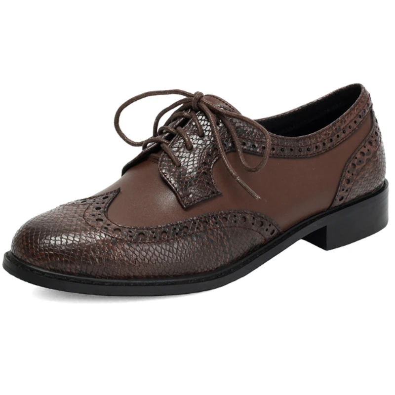 

Design Ladies Flats Round Toe Lace Up Mixed Color Breathable Oxford Shoes or Women Leisure Office Shoes Plus Size 41 42 43
