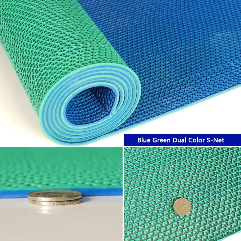 

PVC Floor Mat 5mm Thick Two-color Thin PVC Hollow Anti-skid Commercial Home Kitchen Bathroom Leakage Mat Net S Anti-skid Mat