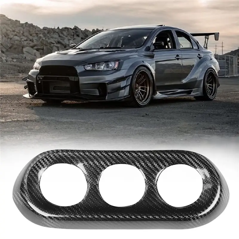 A30F-For Lancer EVO X 10 2008-2015 Carbon Fiber Car Console Dashboard AC Panel Gauge Pod Pointer Cover Trim Frame