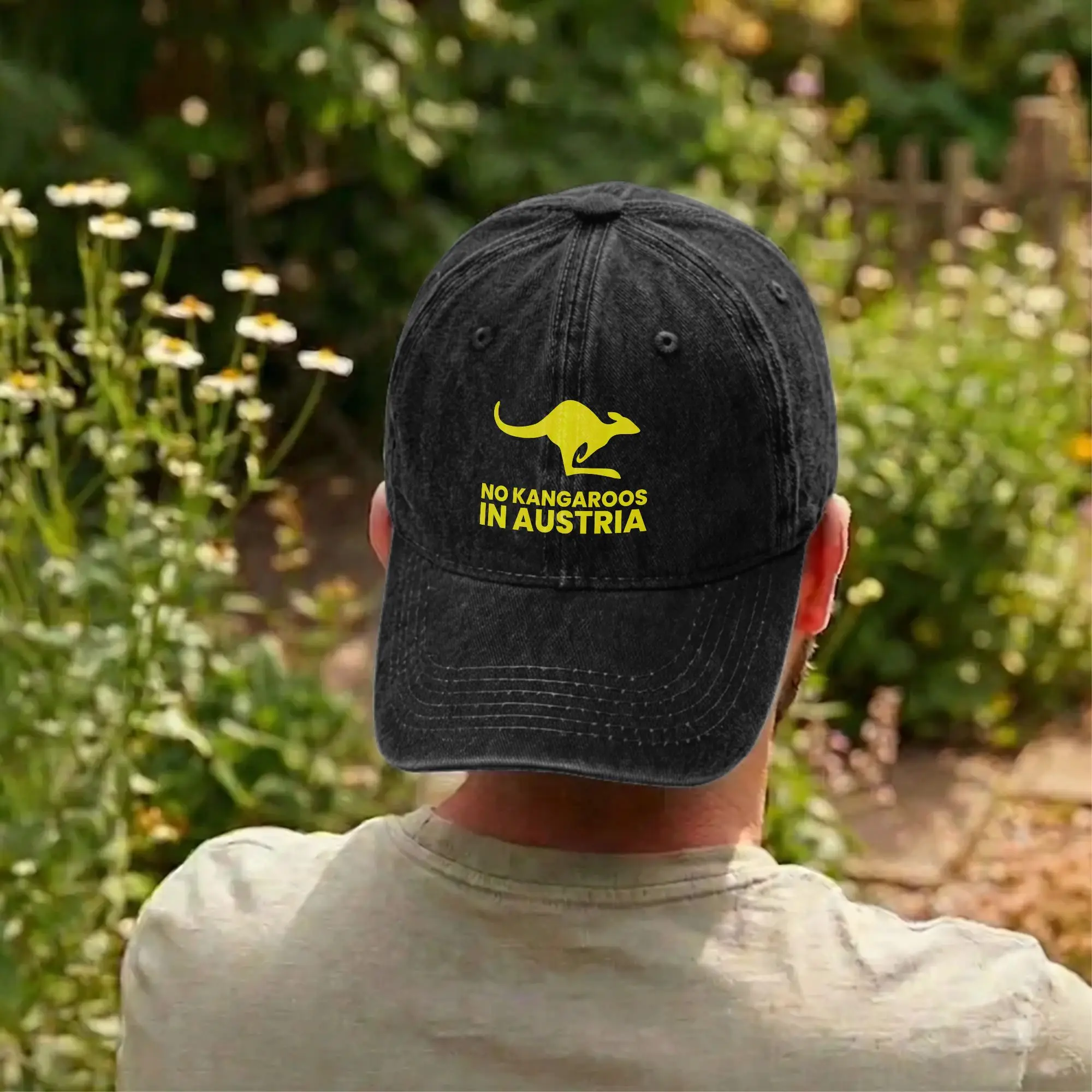 No Kangaroos in Austria Funny Unisex Unstructured Baseball Cap Australia Distressed Denim Washed Hat Outdoor Adjustable Headwear