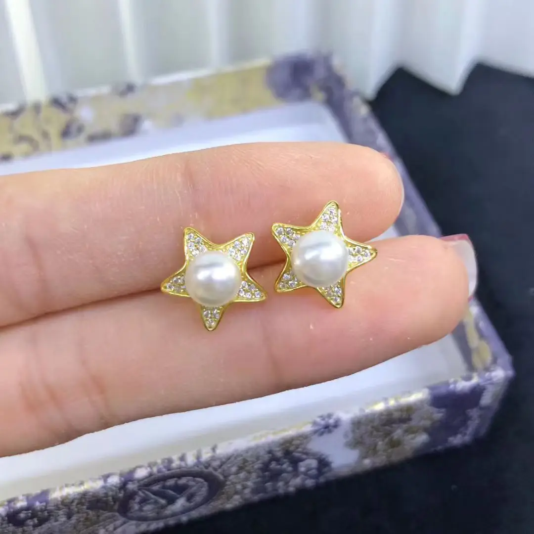 

Wholesale S925 Sterling Silver Earrings Mount Findings Settings Base Mounting Parts Accessory for 5-6mm Pearls 5 pairs/lot