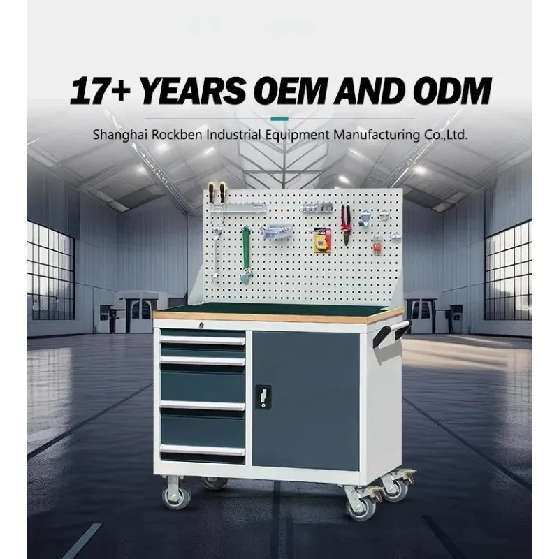 3 Drawers Double Door Mobile Steel Rolling Tool Cabinet Trolley Storage Tool Box for Auto Repair Workshop