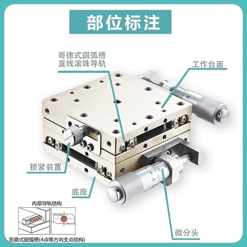 Manual High Precision Fine Adjustment Sliding Table Optical，X-axis Stainless Steel Moving Platform LBX100-LR,In stock,SSN