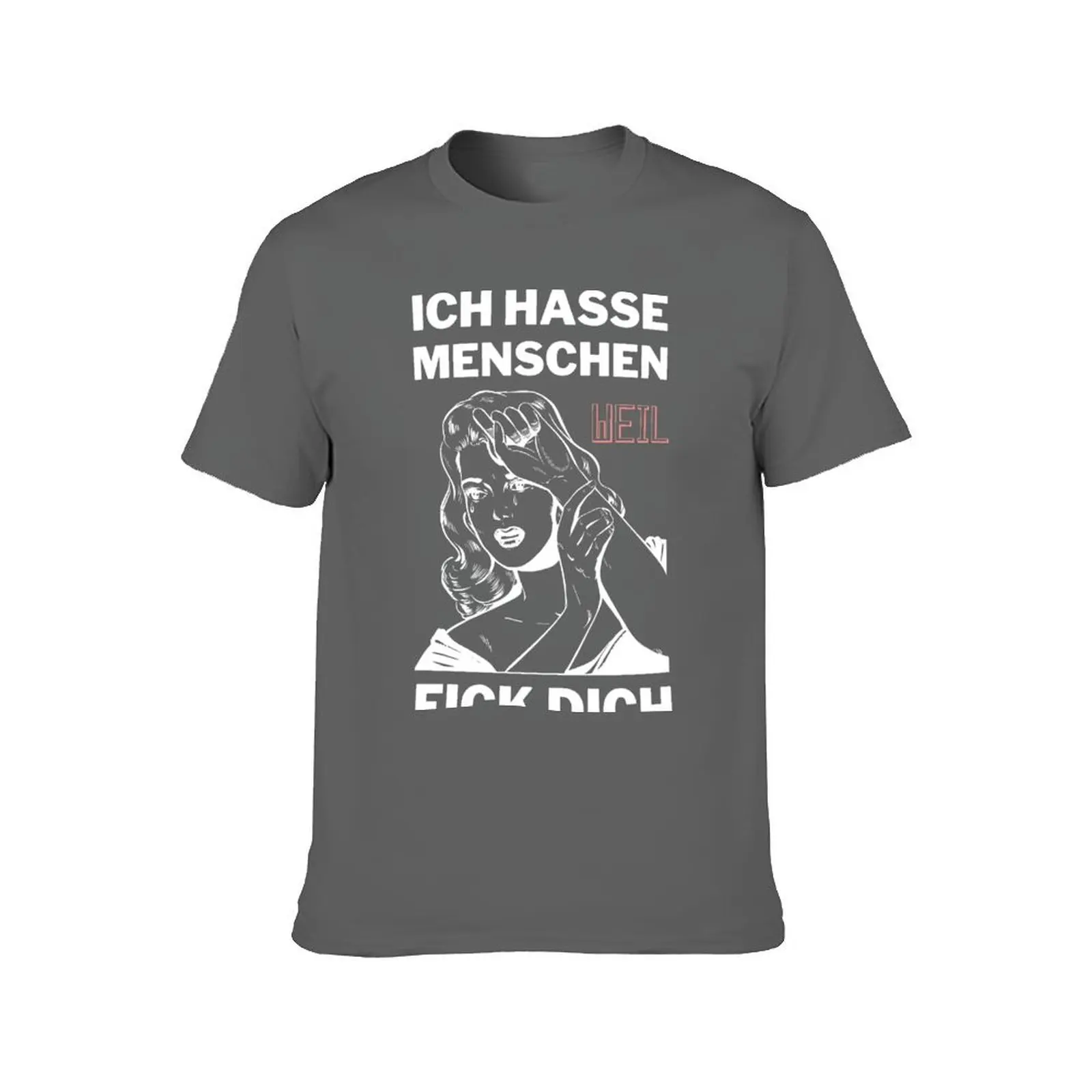 Ich hasse Mensch، wieul Fick dich. تي شيرت تي شيرت للرجال حزمة تي شيرت رجالي أبيض مصمم تي شيرت #2