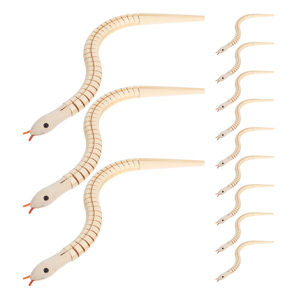 

12 Pcs Wooden Toy Snake April Fool's Day Props Fake Snakes Lifelike Gifts Kids Prank Party Favors Toys Children