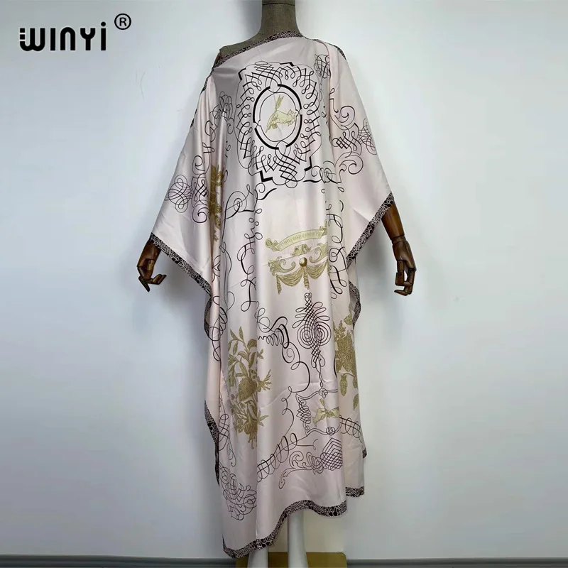 2022 WINYI boho Dress Print Bohemia Hijab Loose elegante musulmano Abaya Bazin Robe Gown Broder Riche Sexy Lady Party maxi beach