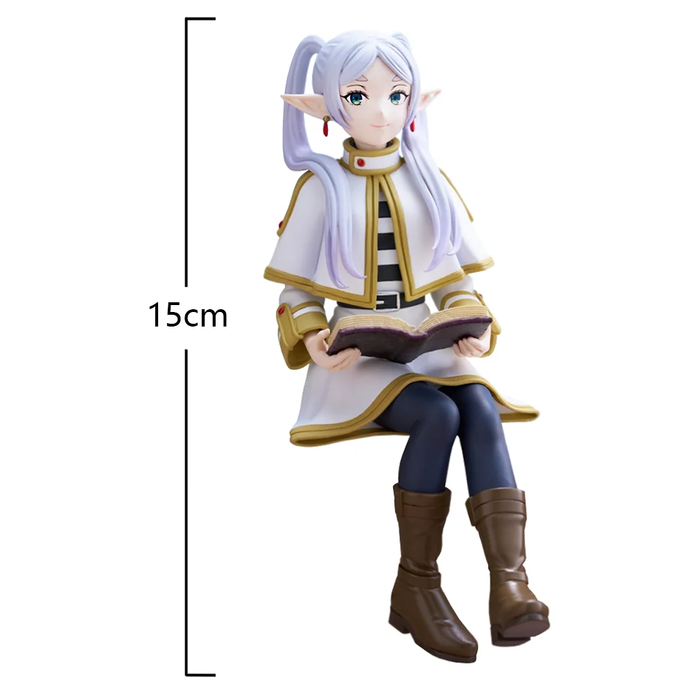 15cm Frieren Anime Girl Figure Frieren Sitting posture to hold a book Action Figure Desk ornament Collectible Model Toys Gifts