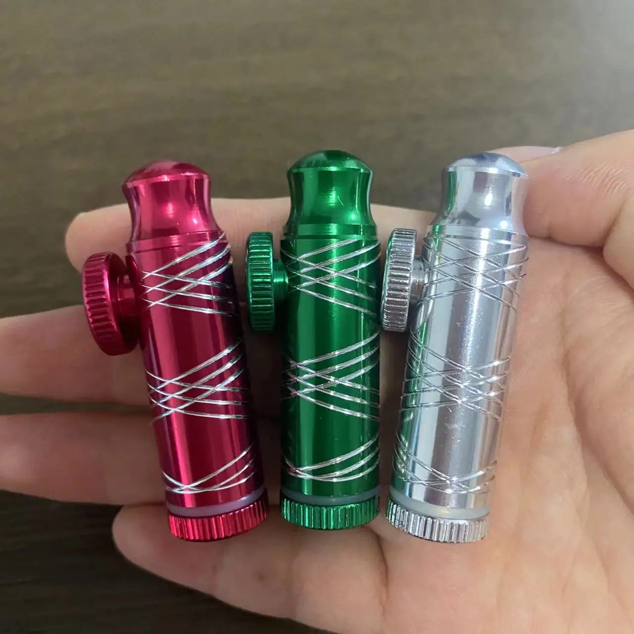 2pcs Mini Bottle Metal Bullet Dispenser 54mm Plain Rounded Storage Bottle Portable Aluminum Rocket Dispenser