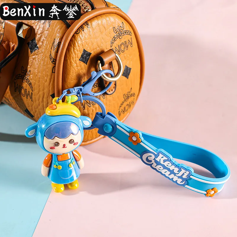 Miniso 高級で絶妙なカラフルなチェリーガールキーチェーンペンダント、繊細なキーチェーン装飾、高級ギフト