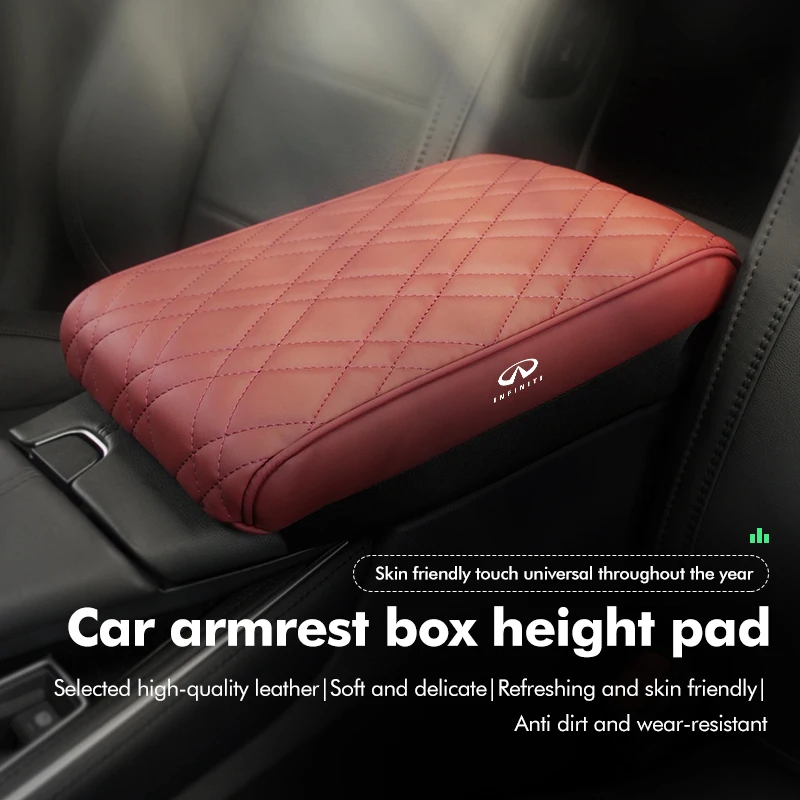 Center Armrest Box Cover Heightening Pad Leather Accessorie For Infiniti QX50 QX30 QX60 G25 JX35 FX35 FX37 FX50 EX35 EX25 EX37