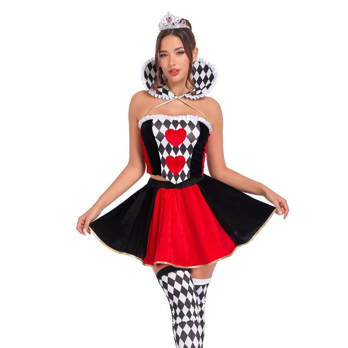 

Alice in Wonderland Red Queen Cosplay Costume for Adults Halloween Party Playing Card Queen Theme Sexy Outfit for Cosplay and
