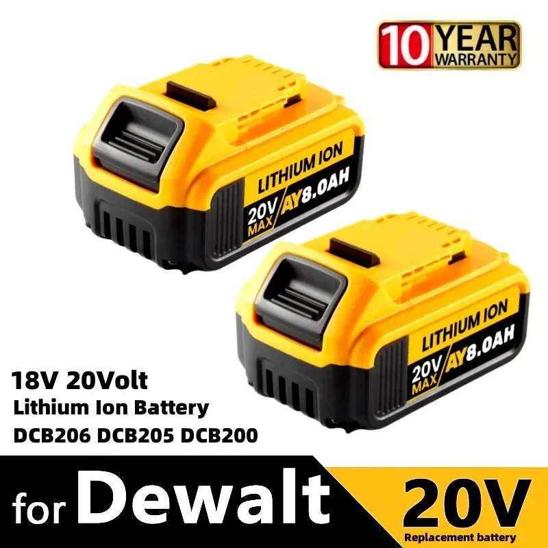 

8.0Ah 20V Battery Replacement for Dewalt 20V Battery DCB204 DCB205 DCB206 fit All Dewalt 20V Cordless Power Tools Battery Packs