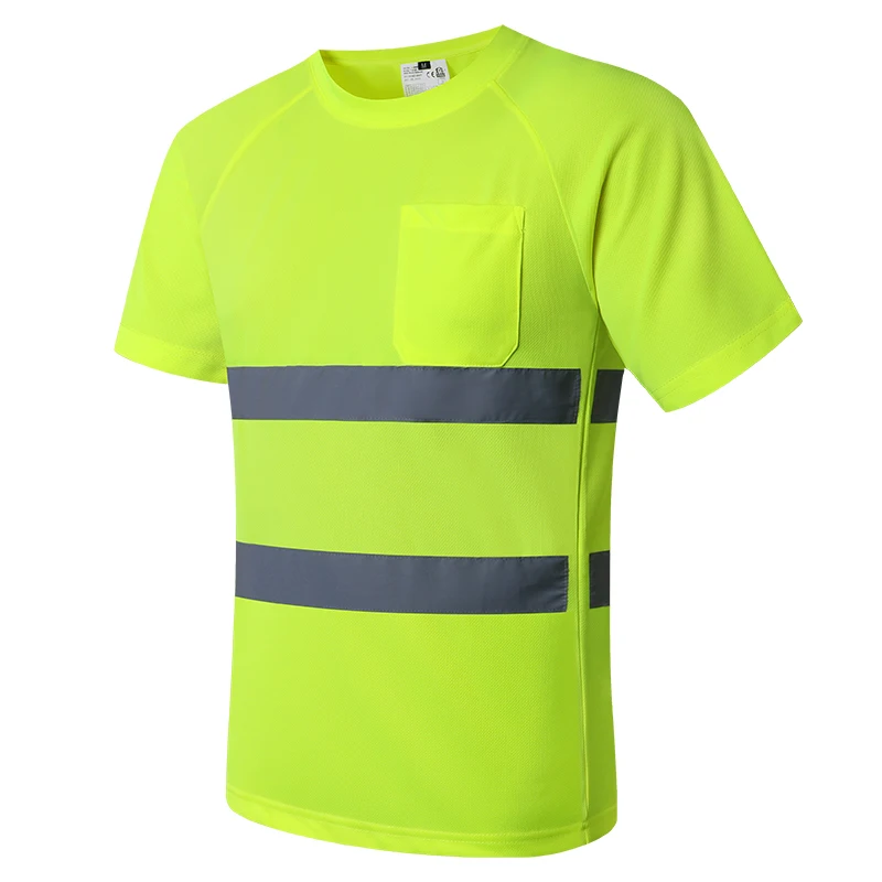 Safety Shirt for Men Reflective Hi Vis Construction Work Shirts Summer High Visibility Workwear T-shirt