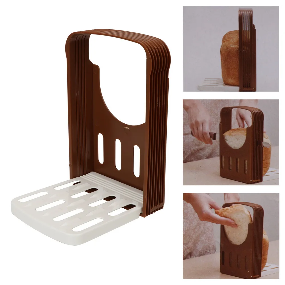 Toast Bread Slicer Stand Plastic Foldable Loaf Cutter Rack Cutting Guide Slicing Tool Bakeware