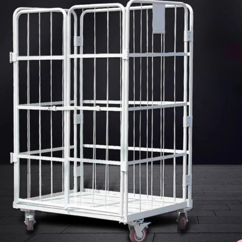 Folding mobile logistics trolley, warehousing and handling truck