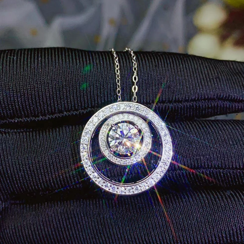 D Color Mossanite 925 silver Pendant with Jewelry Certificate 6.5mm Gemstone  Round Shape Fine Jewelry for Daily Women Wear