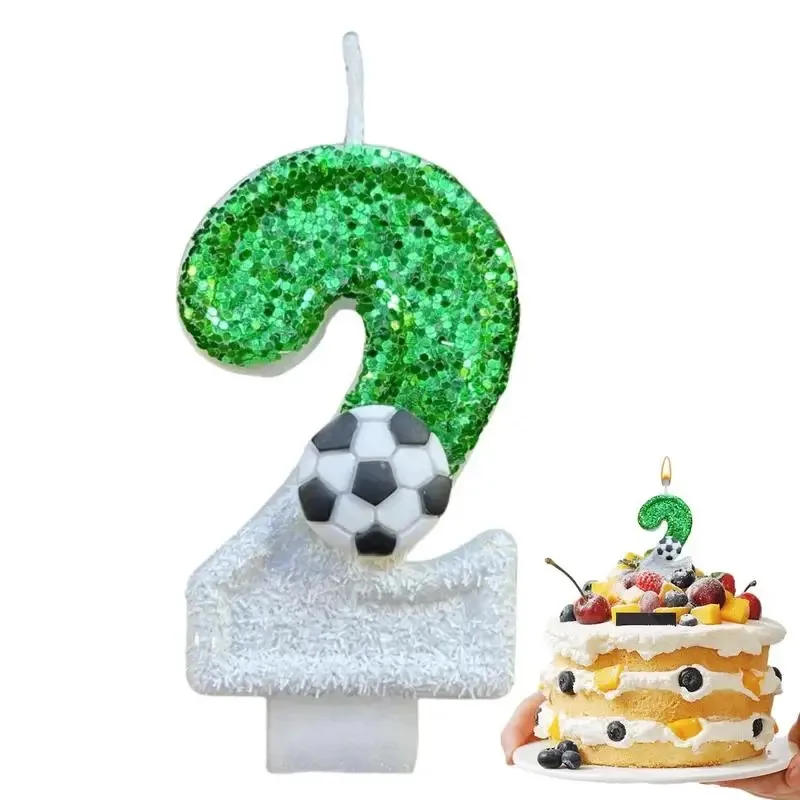 Football Fans Cake Topper Decoration Children's Birthday Candles 0-9 Number Birthday Soccer Fan Ball Candle Boy Party