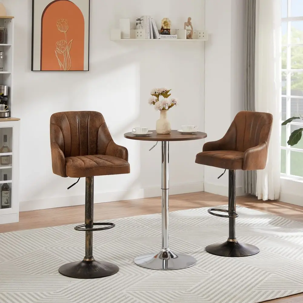 

Bar Stools Set of 2, Adjustable Counter Height Barstools with Back and Arm, Swivel Bar Chair Stools for Kitchen Counter Island