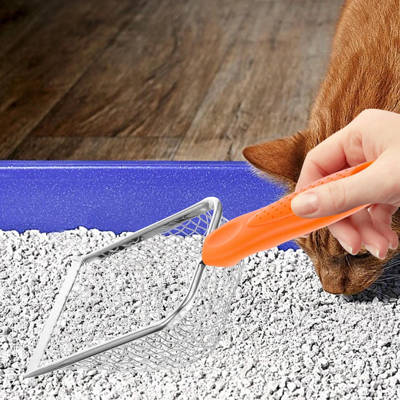 Stainless Steel Cat Litter Scoop Covered Cats Sieve Reptile Poop Scoops Pet Metal