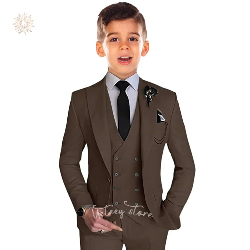 UETEEY Boys Suit 3 Pieces Tuxedo Jacket Formal Wedding Party Ring Bearer Outfits Kids Suit Set Blazer Suit