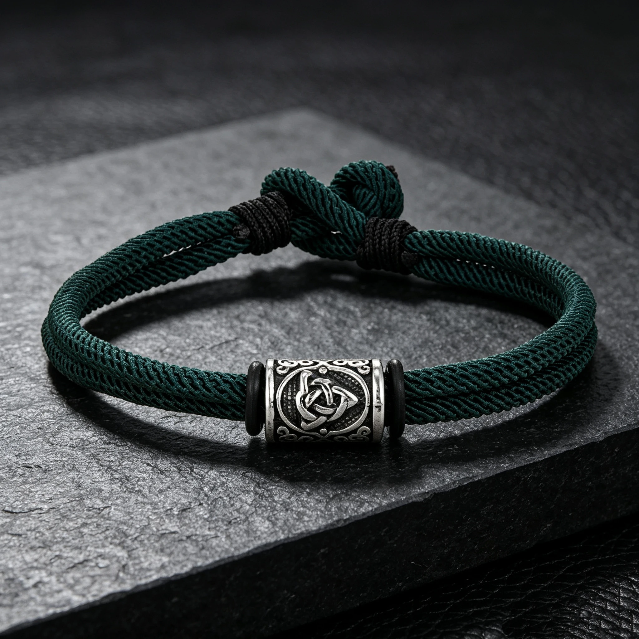 Vintage Men's Paracord Bracelet, Hand‑Woven Sliding Adjustable Viking Symbol Fabric Wristband, Beach Surfing Nautical Style Jewe