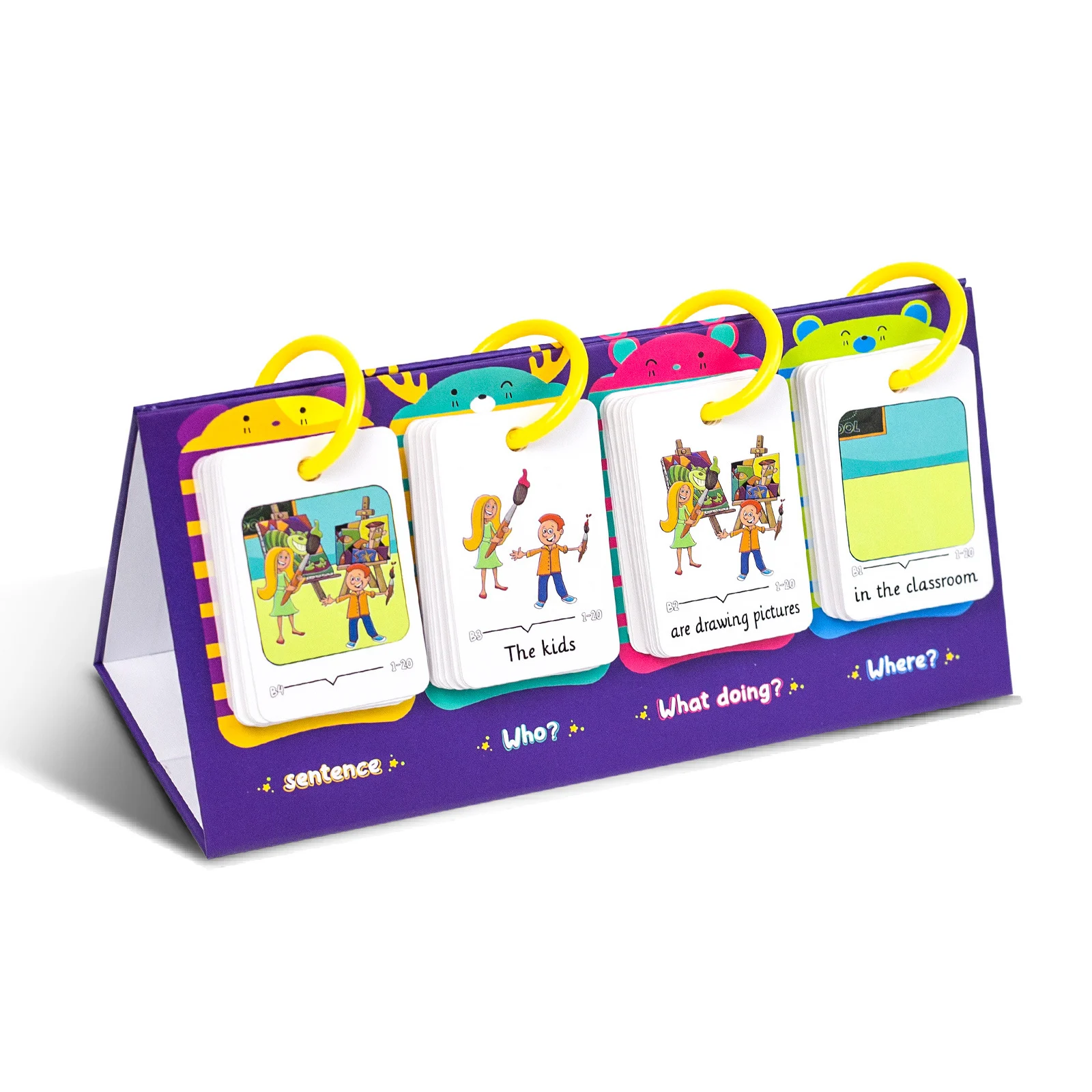 Cartes éducatives graphiques de bureau, 80 phrases de mots, dessin animé, cartes interactives Parent-enfant, anglais, éducation précoce