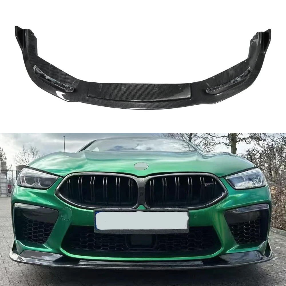 

New DRY Carbon Fiber V Style Front Bumper Lip with High Polished Surface for M8 F91 F92 F93-Bolt-On Installation
