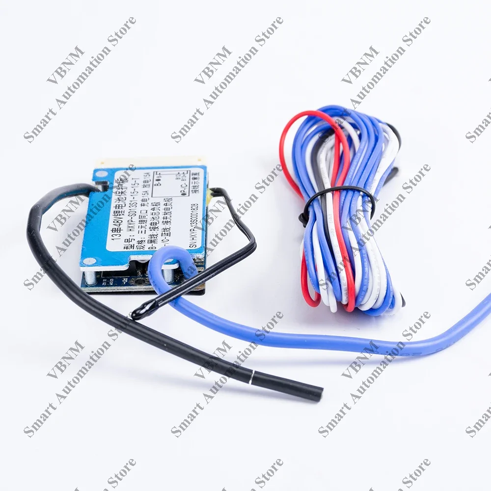 15A BMS 13S 48V 54.6V สำหรับแบตเตอรี่ Li-ion 3.7V พร้อมการป้องกันอุณหภูมิ NTC พอร์ตทั่วไปสำหรับ escooter Power DIY ขนาด62*32*8มม.