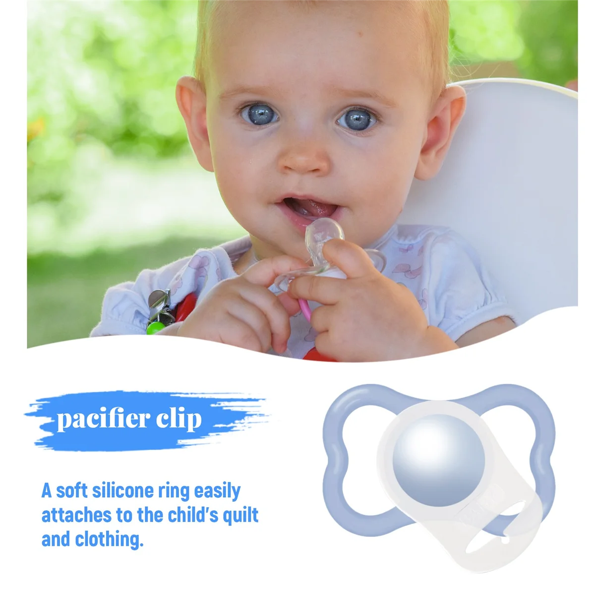 HOT 10 Pcs Button Silicone Ring Mam Pacifier Holder Mannequin Clip Adapter Transparent