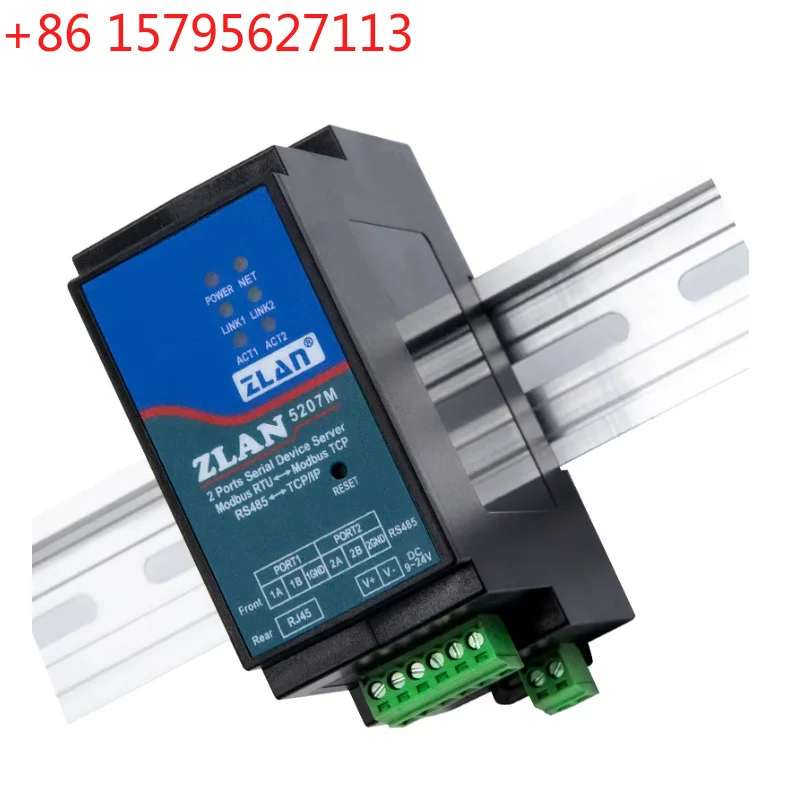 ZLAN5207M RJ45 2Port Serial Modbus Server TCP Ethernet IOT RS485 Gateway