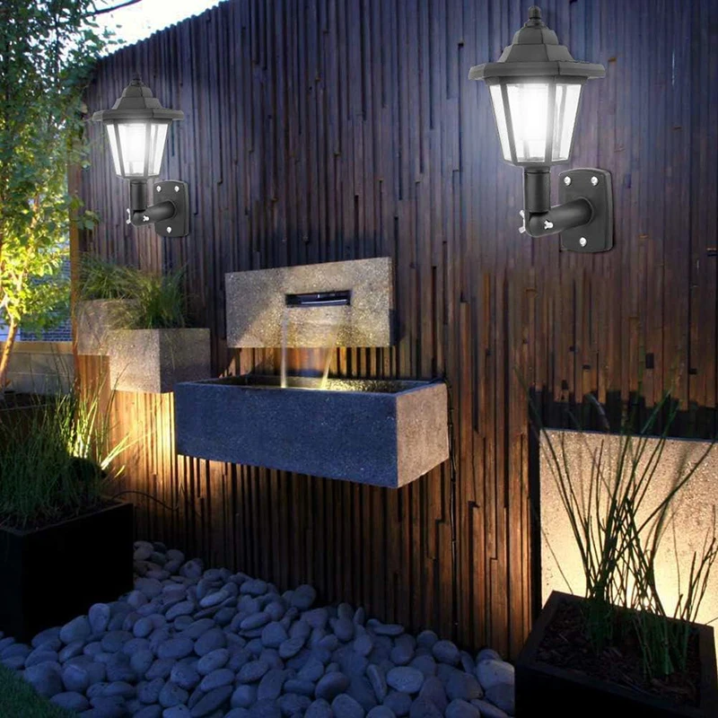 Solar Wall Light Outdoor Solar Hexagonal Light Waterproof Solar Fence Light Auto On/Off Retro LED Decoration Lamp for Garden