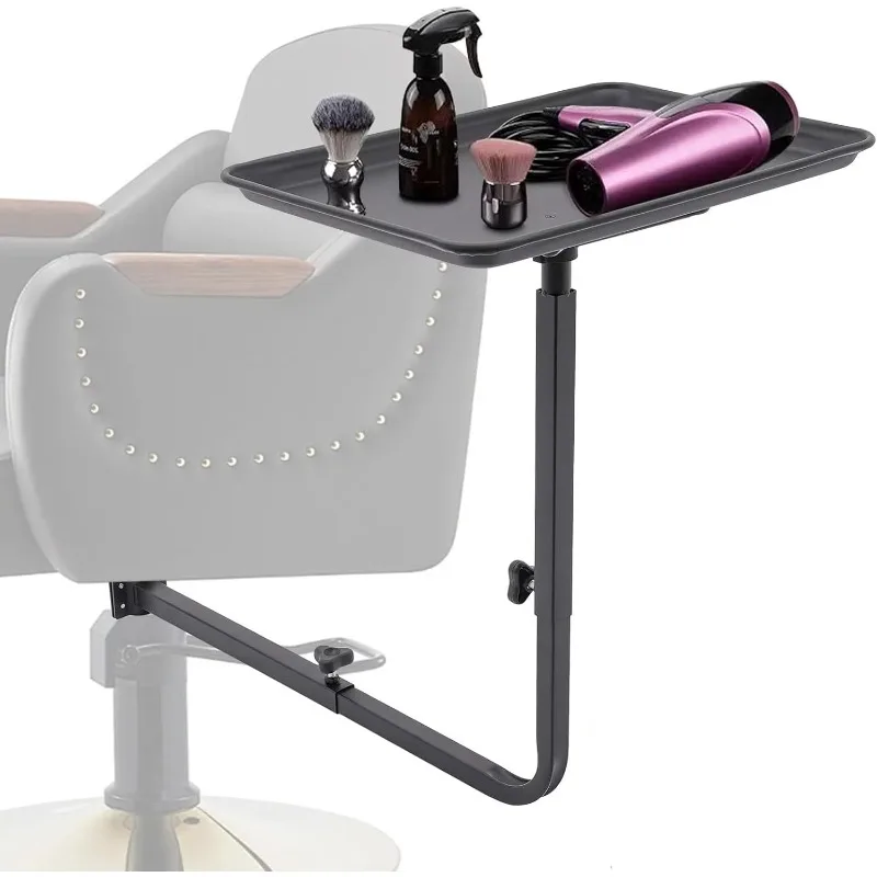 

Черный салонный поднос, прикрепленный к стулу, металлический поворотный поднос для салонного стула, тату-поднос для парикмахера с 360° ° Вращение