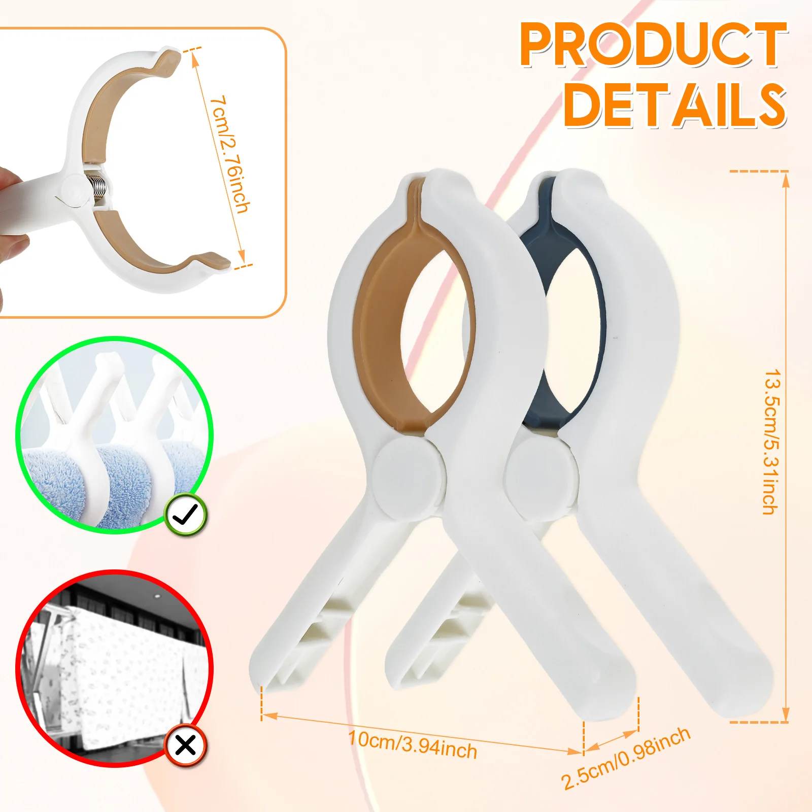 12Pcs Beach Towel Clips 2 Colors Beach Chair Clips Non Slip Plastic Towel Clips with Silicone Mat Seamless Plastic Clothespins