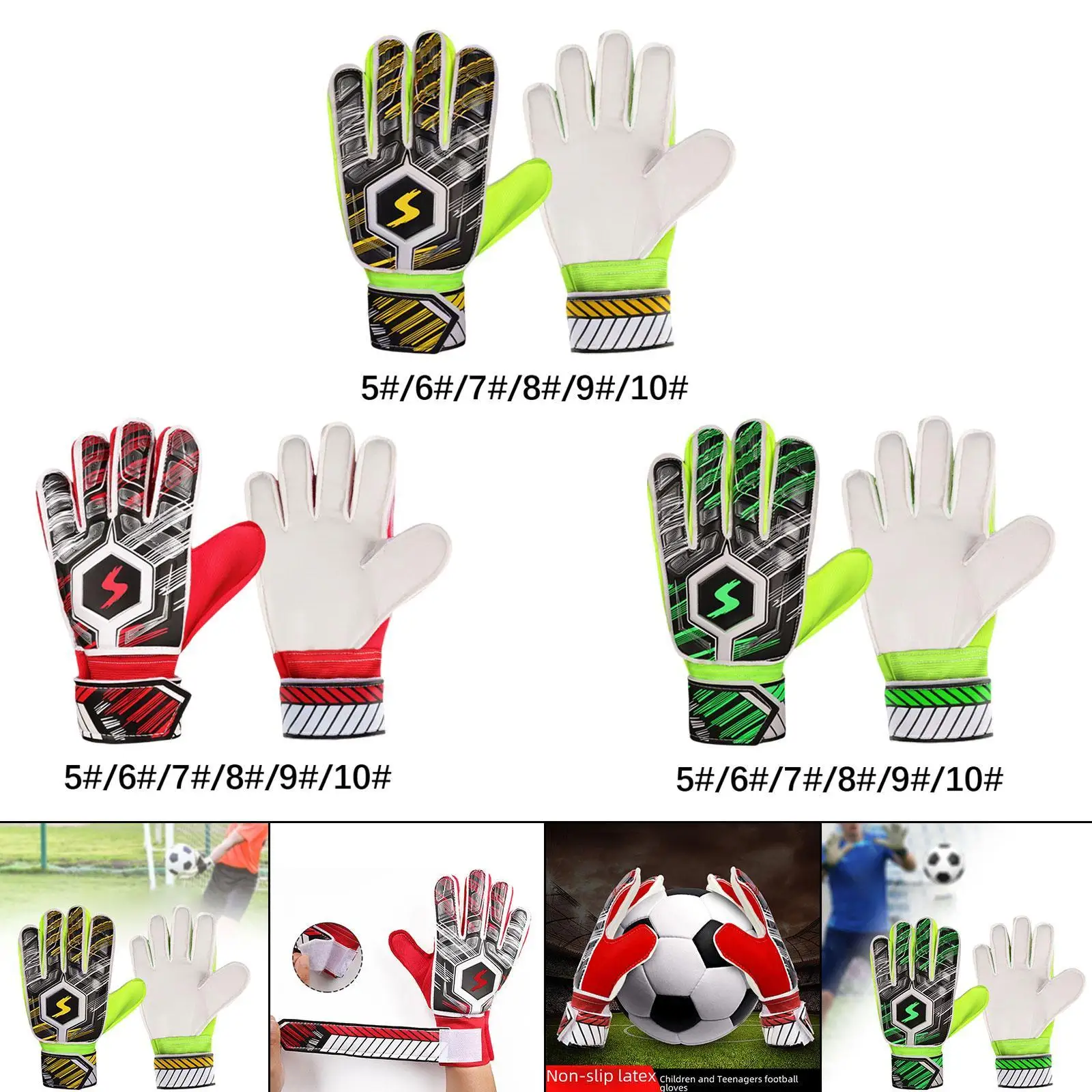 

Football Goalkeeper Gloves Goalie Training Gloves Latex Accessories Thickened Equipment Goalkeeping Gloves Kids Children